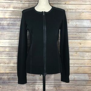 Anne Klein Fitted Black Jacket w/Faux Leather Trim